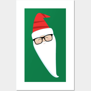 Long Face Santa Wearing Glasses Posters and Art